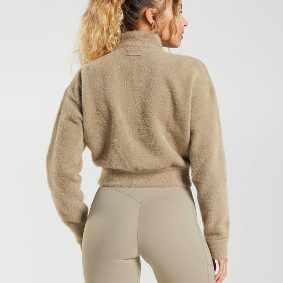 Gymshark X Whitney Simmons Eyelash Knit Jacket, Cement Brown, Small - Picture 2 of 11